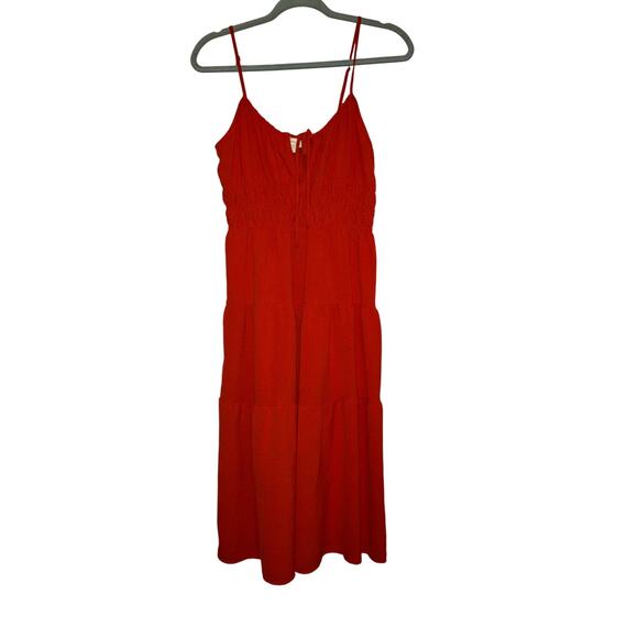 Monteau orange tiered midi summer dress size large - Picture 1 of 6